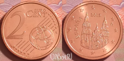 Испания 2 евроцента 2015 года, KM# 1145, UNC, 272j-135