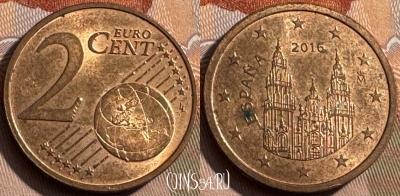 Испания 2 евроцента 2016 года, KM# 1045, 467s-483