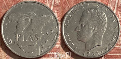 Испания 2 песеты 1984 года, KM# 822, 478р-025