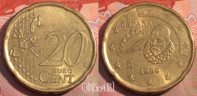 Испания 20 евроцентов 1999 года, KM# 1044, 230a-103