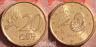 Испания 20 евроцентов 2014 года, KM# 1148, UNC, 121k-064