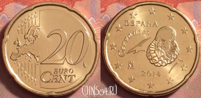 Испания 20 евроцентов 2014 года, KM# 1148, UNC, 121k-065