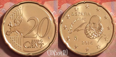 Испания 20 евроцентов 2016 года, KM# 1148, UNC, 121k-089