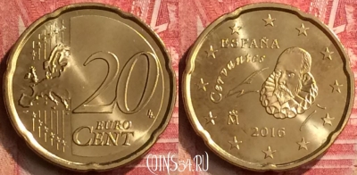 Испания 20 евроцентов 2016 года, KM# 1148, UNC, 303m-136