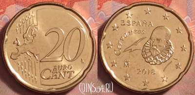 Испания 20 евроцентов 2018 года, KM# 1148, UNC, 121k-098