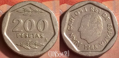 Испания 200 песет 1986 года, KM# 829, 348l-070