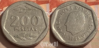 Испания 200 песет 1986 года, KM# 829, 426q-078