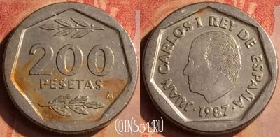 Испания 200 песет 1987 года, KM# 829, 144n-116