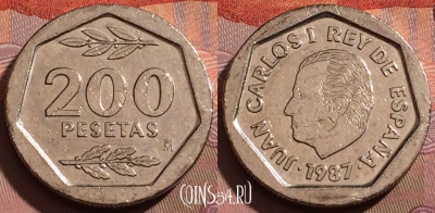 Испания 200 песет 1987 года, KM# 829, 223b-142