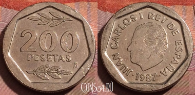 Испания 200 песет 1987 года, KM# 829, 223b-143