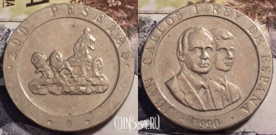 Испания 200 песет 1990 года, KM# 855, 238-006