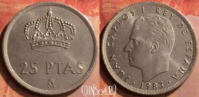 Испания 25 песет 1983 года, KM# 824, 128n-133