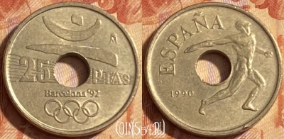Испания 25 песет 1990 года, KM# 850, 480р-068 ♛