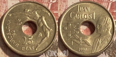 Испания 25 песет 1990 года, KM# 851, 088s-037 ♛