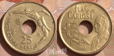 Испания 25 песет 1990 года, KM# 851, 223r-108