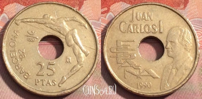Испания 25 песет 1990 года, KM# 851, 281a-102