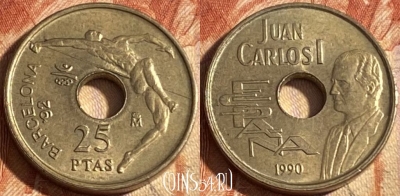 Испания 25 песет 1990 года, KM# 851, 290r-050