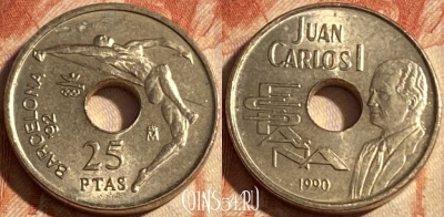 Испания 25 песет 1990 года, KM# 851, 295r-069
