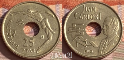 Испания 25 песет 1990 года, KM# 851, 364p-093 ♛