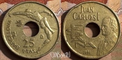 Испания 25 песет 1991 года, KM# 851, 429s-064