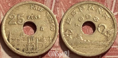 Испания 25 песет 1993 года, KM# 920, 414q-050