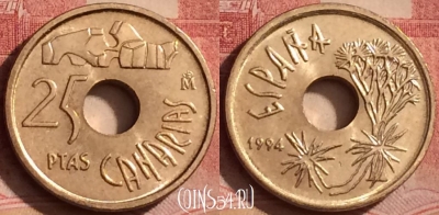 Испания 25 песет 1994 года, KM# 933, 070l-136
