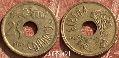 Испания 25 песет 1994 года, KM# 933, 333q-006