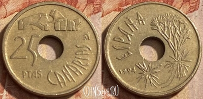 Испания 25 песет 1994 года, KM# 933, 449q-021