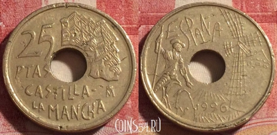 Испания 25 песет 1996 года, KM# 962, 263-083
