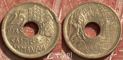 Испания 25 песет 1996 года, KM# 962, 323q-025