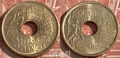 Испания 25 песет 1996 года, KM# 962, 367r-123 ♛
