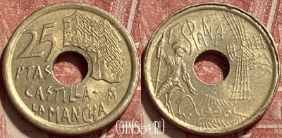 Испания 25 песет 1996 года, KM# 962, 423q-039