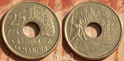 Испания 25 песет 1996 года, KM# 962, 480р-089