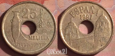 Испания 25 песет 1997 года, KM# 983, 054i-148