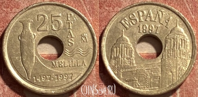 Испания 25 песет 1997 года, KM# 983, 074r-128