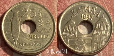 Испания 25 песет 1997 года, KM# 983, 249q-138