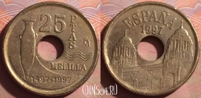 Испания 25 песет 1997 года, KM# 983, 340i-140