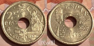 Испания 25 песет 1998 года, KM# 990, 065s-039