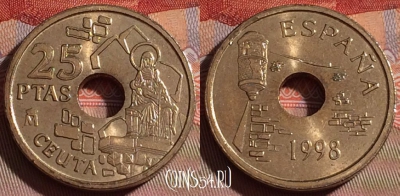 Испания 25 песет 1998 года, KM# 990, 076d-019