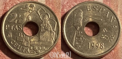 Испания 25 песет 1998 года, KM# 990, 184p-009 ♛