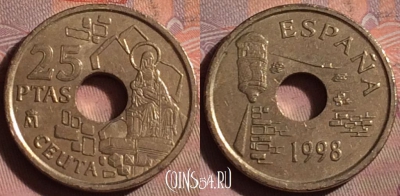 Испания 25 песет 1998 года, KM# 990, 235b-061