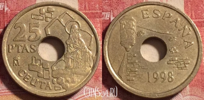 Испания 25 песет 1998 года, KM# 990, 261-056