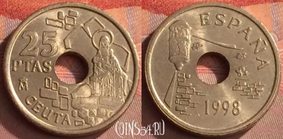 Испания 25 песет 1998 года, KM# 990, 271o-108