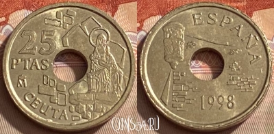 Испания 25 песет 1998 года, KM# 990, 426q-076 ♛