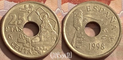 Испания 25 песет 1998 года, KM# 990, 432q-139