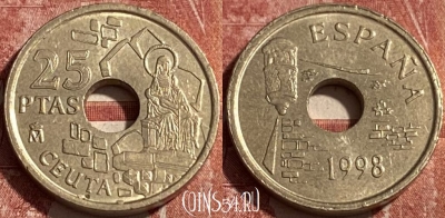 Испания 25 песет 1998 года, KM# 990, 463r-137