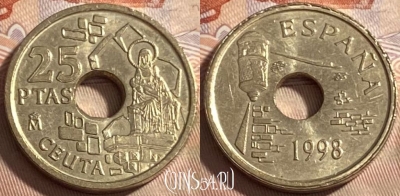 Испания 25 песет 1998 года, KM# 990, 498р-009 ♛