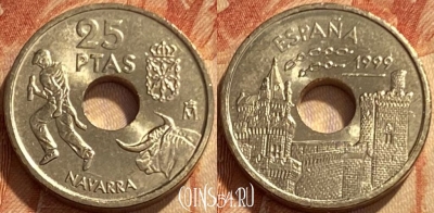 Испания 25 песет 1999 года, KM# 1007, 461q-361 ♛