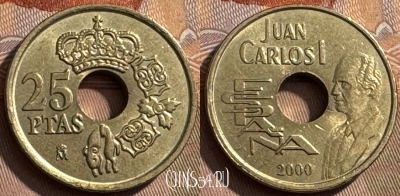 Испания 25 песет 2000 года, KM# 1013, 310s-140 ♛