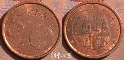 Испания 5 евроцентов 1999 года, KM# 1042, 105l-039